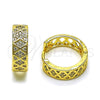 Oro Laminado Huggie Hoop, Gold Filled Style with White Micro Pave, Polished, Golden Finish, 02.283.0287.20