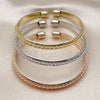 Oro Laminado Trio Bangle, Gold Filled Style Twist Design, Polished, Tricolor, 07.170.0058 (06 MM Thickness, One size fits all)