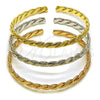 Oro Laminado Trio Bangle, Gold Filled Style Twist Design, Matte Finish, Tricolor, 07.170.0060 (Thickness, One size fits all)