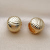 Oro Laminado Huggie Hoop, Gold Filled Style Ball Design, Diamond Cutting Finish, Golden Finish, 02.195.0359.15