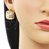 Oro Laminado Stud Earring, Gold Filled Style Diamond Cutting Finish, Golden Finish, 02.163.0387