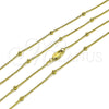 Oro Laminado Basic Necklace, Gold Filled Style Rolo and Ball Design, Polished, Golden Finish, 04.213.0248.16