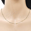 Oro Laminado Basic Necklace, Gold Filled Style Rolo and Ball Design, Polished, Golden Finish, 04.213.0248.16 (01 MM Thickness, 16 Inches Length)