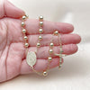 Oro Laminado Medium Rosary, Gold Filled Style Guadalupe and Crucifix Design, Polished, Golden Finish, 09.213.0067.24