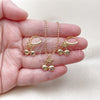 Oro Laminado Earring and Pendant Adult Set, Gold Filled Style Cherry Design, with Ruby Micro Pave, Polished, Golden Finish, 10.282.0006