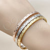 Oro Laminado Trio Bangle, Gold Filled Style Diamond Cutting Finish, Tricolor, 07.282.0046 (04 MM Thickness, One size fits all)