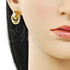 Oro Laminado Stud Earring, Gold Filled Style Hollow and Love Knot Design, Polished, Golden Finish, 02.282.0042