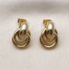 Oro Laminado Stud Earring, Gold Filled Style Hollow and Love Knot Design, Polished, Golden Finish, 02.282.0042