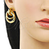 Oro Laminado Stud Earring, Gold Filled Style Hollow and Love Knot Design, Polished, Golden Finish, 02.282.0043