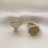 Oro Laminado Huggie Hoop, Gold Filled Style Diamond Cutting Finish, Tricolor, 02.213.0823.14