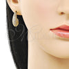 Oro Laminado Stud Earring, Gold Filled Style with White Cubic Zirconia, Polished, Golden Finish, 02.283.0290