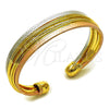 Oro Laminado Individual Bangle, Gold Filled Style Diamond Cutting Finish, Tricolor, 07.170.0069 (Thickness, One size fits all)