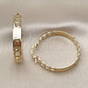 Oro Laminado Medium Hoop, Gold Filled Style Miami Cuban and Love Design, Polished, Golden Finish, 02.170.0514.40