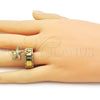 Stainless Steel Multi Stone Ring, Star and Shell Design, with White Micro Pave, Polished, Golden Finish, 01.341.0164 (One size fits all)