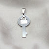 Stainless Steel Fancy Pendant, key Design, Polished, Steel Finish, 05.63.1191