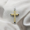 Stainless Steel Religious Pendant, Cross Design, with White Cubic Zirconia, Polished, Steel Finish, 05.63.1210
