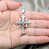 Stainless Steel Religious Pendant, Cross Design, Polished, Steel Finish, 05.63.1216