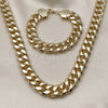 Oro Laminado Necklace and Bracelet, Gold Filled Style Miami Cuban Design, Polished, Golden Finish, 06.331.0008
