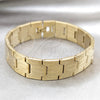 Stainless Steel Solid Bracelet, Polished, Golden Finish, 03.63.22950.08 (16 MM Thickness, 8 Inches Length)