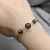 Stainless Steel Fancy Bracelet, Ball and Star Design, with Multicolor Crystal, Polished, Golden Finish, 03.63.22984.07