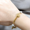 Stainless Steel Fancy Bracelet, Ball Design, with White Crystal, Polished, Golden Finish, 03.63.22110.08 (06 MM Thickness, 8 Inches Length)