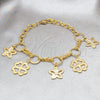 Stainless Steel Fancy Bracelet, Flower Design, with White Crystal, Polished, Golden Finish, 03.63.22114.08 (06 MM Thickness, 8 Inches Length)