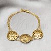 Stainless Steel Fancy Bracelet, Flower Design, Polished, Golden Finish, 03.63.22118.07