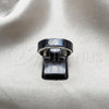 Stainless Steel Mens Ring, Flower and Scorpion Design, Blue Enamel Finish, Steel Finish, 01.63.0616.07 (Size 7)