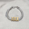 Stainless Steel Fancy Bracelet, Polished, Two Tone, 03.63.22133.09 (08 MM Thickness, 9 Inches Length)