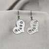 Stainless Steel Long Earring, Heart and Flower Design, Polished, Steel Finish, 02.63.2833