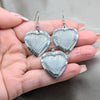 Stainless Steel Earring and Pendant Adult Set, Heart and Hollow Design, Polished, Steel Finish, 10.63.0608