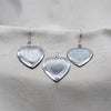 Stainless Steel Earring and Pendant Adult Set, Heart and Hollow Design, Polished, Steel Finish, 10.63.0608
