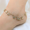 Oro Laminado Charm Anklet , Gold Filled Style Butterfly and Paperclip Design, Polished, Golden Finish, 03.372.0025.10