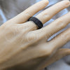 Stainless Steel Mens Ring, Black Enamel Finish, Steel Finish, 01.63.0640.08