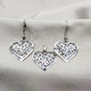 Stainless Steel Earring and Pendant Adult Set, Heart Design, Polished, Steel Finish, 10.63.0609