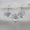 Stainless Steel Earring and Pendant Adult Set, Heart Design, Polished, Steel Finish, 10.63.0610
