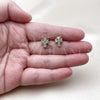 Oro Laminado Stud Earring, Gold Filled Style Cross Design, with White Cubic Zirconia, Polished, Golden Finish, 02.156.0734