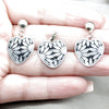 Stainless Steel Earring and Pendant Adult Set, Heart and Flower Design, White Polished, Steel Finish, 10.63.0628