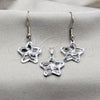 Stainless Steel Earring and Pendant Adult Set, Star Design, White Polished, Steel Finish, 10.63.0633