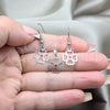 Stainless Steel Earring and Pendant Adult Set, Flower Design, Red Enamel Finish, Steel Finish, 10.63.0636