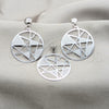 Stainless Steel Earring and Pendant Adult Set, Star Design, White Polished, Steel Finish, 10.63.0641