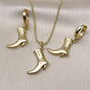Oro Laminado Earring and Pendant Adult Set, Gold Filled Style Shoes Design, Polished, Golden Finish, 10.341.0016
