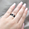 Stainless Steel Mens Ring, Skull Design, Black Polished, Black Rhodium Finish, 01.63.0658.06 (Size 6)