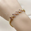 Oro Laminado Fancy Bracelet, Gold Filled Style with White Cubic Zirconia and Ruby Micro Pave, Polished, Golden Finish, 03.283.0480.07 (10 MM Thickness, 8 Inches Length)
