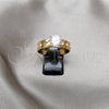 Stainless Steel Elegant Ring, with White Cubic Zirconia, Polished, Golden Finish, 01.63.0667.10 (Size 10)