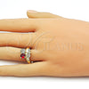 Oro Laminado Multi Stone Ring, Gold Filled Style Cherry Design, with Garnet Cubic Zirconia and White Micro Pave, Polished, Golden Finish, 01.284.0109 (One size fits all)