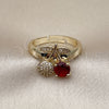Oro Laminado Multi Stone Ring, Gold Filled Style Cherry Design, with Garnet Cubic Zirconia and White Micro Pave, Polished, Golden Finish, 01.284.0109 (One size fits all)