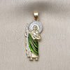Oro Laminado Religious Pendant, Gold Filled Style San Judas Design, Polished, Tricolor, 05.210.0014