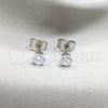 Stainless Steel Stud Earring, with White Cubic Zirconia, Matte Finish, Steel Finish, 02.63.2849