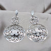 Stainless Steel Long Earring, Flower Design, Polished, Steel Finish, 02.63.2858